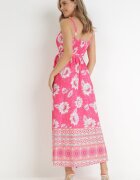 h&s Rochie Fucsia Maxi cu Bretele Subțiri și cu Curea din Material Adakila