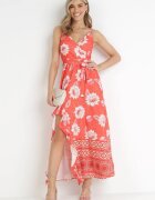 h&s Rochie Maxi Portocalie cu bretele subțiri și curea din material Adakila