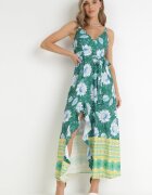 h&s Rochie Maxi Verde închisă pe Bretele Subțiri și Curea din Material Adakila