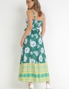 h&s Rochie Maxi Verde închisă pe Bretele Subțiri și Curea din Material Adakila