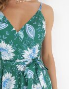 h&s Rochie Maxi Verde închisă pe Bretele Subțiri și Curea din Material Adakila