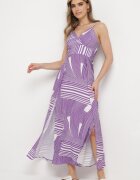 h&s Rochie Mov cu Decolteu Petrecut cu Bretele Reglabile cu Fente Jatila