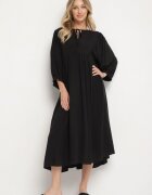 h&s Rochie Neagră Cloche din Viscoză cu Legătură la Decolteu