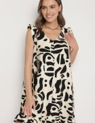 h&s Rochie Neagră cu croi evazat cu decolteu în V cu model abstract Mevondra