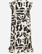 h&s Rochie Neagră cu croi evazat cu decolteu în V cu model abstract Mevondra