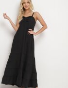 h&s Rochie Neagră din Bumbac cu Bretele Reglabile cu Bandă Elastică la Spate Tinathias