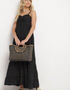 h&s Rochie Neagră din Bumbac cu Bretele Reglabile cu Bandă Elastică la Spate Tinathias