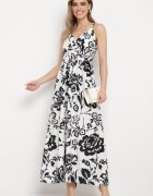 h&s Rochie Negru-Alb cu Bretele Reglabile cu Elastic la Spate cu Șnur de Strângere Harnela
