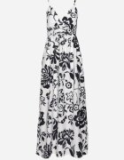 h&s Rochie Negru-Alb cu Bretele Reglabile cu Elastic la Spate cu Șnur de Strângere Harnela