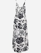 h&s Rochie Negru-Alb cu Bretele Reglabile cu Elastic la Spate cu Șnur de Strângere Harnela