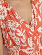 h&s Rochie Portocalie Cloș din Viscoză cu Imprimeu Floral și Elastic în Talie Eranea