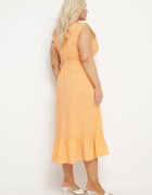h&s Rochie Portocalie Viscoză cu Croi Petrecut cu Volan Uliria