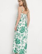h&s Rochie Verde-Albă cu bretele reglabile cu elastic la spate strânsă cu șnur Harnela