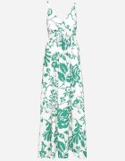 h&s Rochie Verde-Albă cu bretele reglabile cu elastic la spate strânsă cu șnur Harnela
