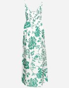 h&s Rochie Verde-Albă cu bretele reglabile cu elastic la spate strânsă cu șnur Harnela