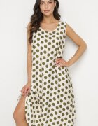 h&s Rochie Verde-Bej cu croială tip cutie Fără mâneci cu buline Fevasine