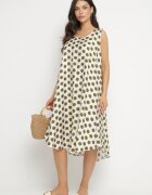 h&s Rochie Verde-Bej cu croială tip cutie Fără mâneci cu buline Fevasine