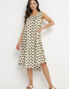 h&s Rochie Verde-Bej cu croială tip cutie Fără mâneci cu buline Fevasine