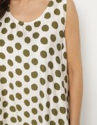 h&s Rochie Verde-Bej cu croială tip cutie Fără mâneci cu buline Fevasine