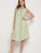 h&s Rochie Verde-bej cu croială tip cutie fără mâneci cu buline Fevasine