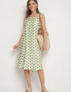 h&s Rochie Verde-bej cu croială tip cutie fără mâneci cu buline Fevasine