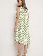 h&s Rochie Verde-bej cu croială tip cutie fără mâneci cu buline Fevasine