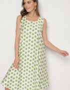 h&s Rochie Verde-bej cu croială tip cutie fără mâneci cu buline Fevasine