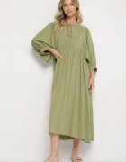 h&s Rochie Verde Cloș din Viscoză cu Legătură la Decolteu Tilania
