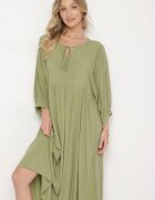 h&s Rochie Verde Cloș din Viscoză cu Legătură la Decolteu Tilania