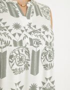 h&s Rochie Verde-Crem Evazată Fără Mâneci Model Etnic Revarise