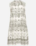 h&s Rochie Verde-Crem Evazată Fără Mâneci Model Etnic Revarise