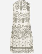 h&s Rochie Verde-Crem Evazată Fără Mâneci Model Etnic Revarise