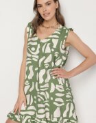 h&s Rochie Verde cu croială evazată cu decolteu în V cu imprimeu abstract Mevondra