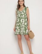 h&s Rochie Verde cu croială evazată cu decolteu în V cu imprimeu abstract Mevondra
