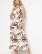 h&s Rochie verde deschis cu bretele cu decolteu petrecut și motiv floral Obilena