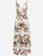 h&s Rochie verde deschis cu bretele cu decolteu petrecut și motiv floral Obilena