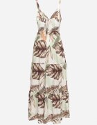 h&s Rochie verde deschis cu bretele cu decolteu petrecut și motiv floral Obilena