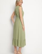 h&s Rochie Verde Din Viscoză cu Croi Petrecut cu Volănaș Uliria