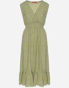 h&s Rochie Verde Din Viscoză cu Croi Petrecut cu Volănaș Uliria