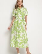 h&s Rochie verde din viscoză cu croială tip cămașă cu cordon legat Uloanna