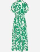 h&s Rochie Verde din Viscoză cu Decolteu Petrecut cu Imprimeu Abstract Taslevi