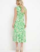 h&s Rochie Verde Evazată din Viscoză Florală cu elastic în talie Eranea