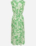 h&s Rochie Verde Evazată din Viscoză Florală cu elastic în talie Eranea