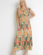 h&s Rochie Verde Maxi cu Elastic în Talie și Decolteu Petrecut Elysa