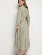 h&s Rochie Verde tip cămașă din Viscoză cu Curea Elastică cu Cataramă Felucia