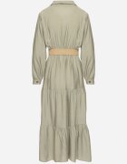 h&s Rochie Verde tip cămașă din Viscoză cu Curea Elastică cu Cataramă Felucia