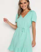h&s Rochie Verde Tip Cutie cu Volan Legată în Talie Bredela