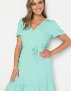 h&s Rochie Verde Tip Cutie cu Volan Legată în Talie Bredela