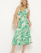 h&s Rochie Verde Vâscoză cu croi cloș cu elastic în talie și decolteu în V Denesta