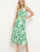 h&s Rochie Verde Vâscoză cu croi cloș cu elastic în talie și decolteu în V Denesta